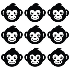 Black and White Monkey Face Set