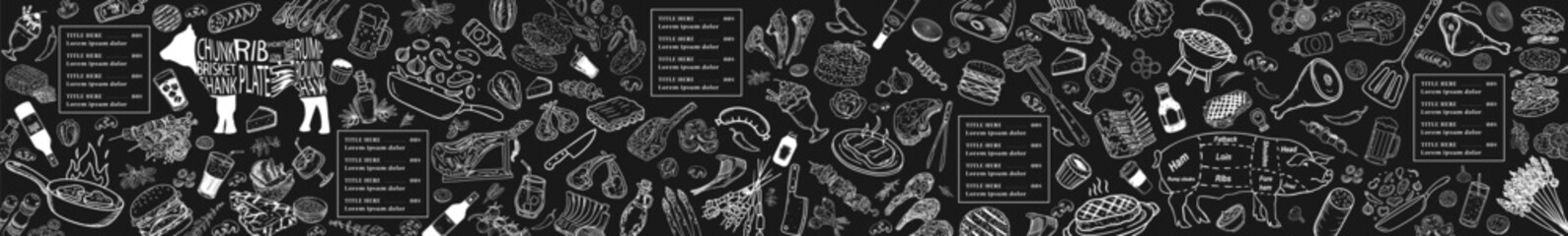 Chalkboard menu created with hand-drawn food visuals. A nostalgic design for cafes and restaurants.