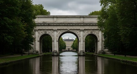 Triumphal arch, Archway, Canal, Triumphal Arch over Canal in City Park