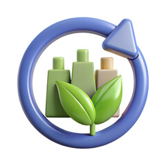 Eco friendly products cycle with leaves and recycling arrow