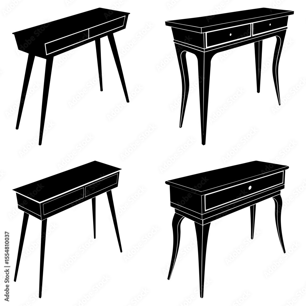 Aufkleber four different styles of tables isolated on white background