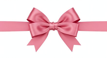 Pink ribbon, Satin ribbon, Ribbon bow, Pink Satin Bow and Ribbon on White Background