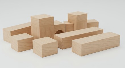 Fototapeta premium Wooden blocks variety arrangement