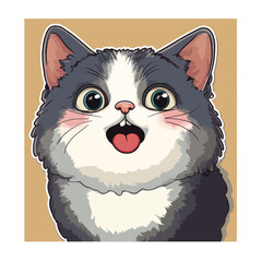  Funny Vector Cat with Wide Eyes and Open Mouth