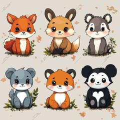Hand-Drawn Cute Animal Characters