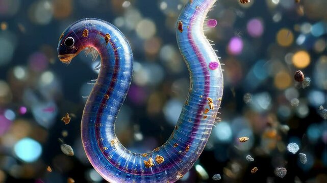 iridescent millipede in a glittering wonderland
