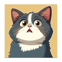 Smiling Tuxedo Cat on Pastel Background