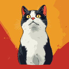 Surprised Cartoon Cat with Big Eyes