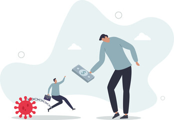 Fototapeta premium Business help, government economic stimulus package in COVID-19 Coronavirus financial crisis concept. character life .