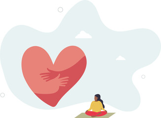 Hands embrace heart vector illustration. Support, help and pray for peace and freedom, symbol of love. character life .