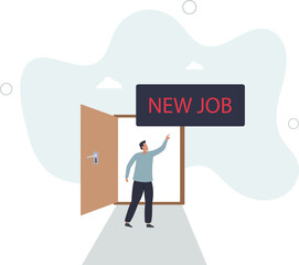 New job challenge, make decision for new opportunity in work or career development concept. character life .