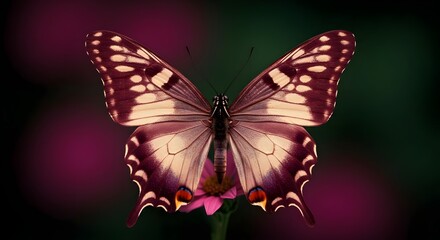 Obraz premium Butterfly, Insect, Wings, Majestic Purple and Cream Butterfly on Flower