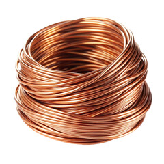 Copper wire isolated on white background ideal for electrical product visuals and industrial branding
