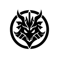 Obraz premium Tribal Dragon Head Logo in Circle