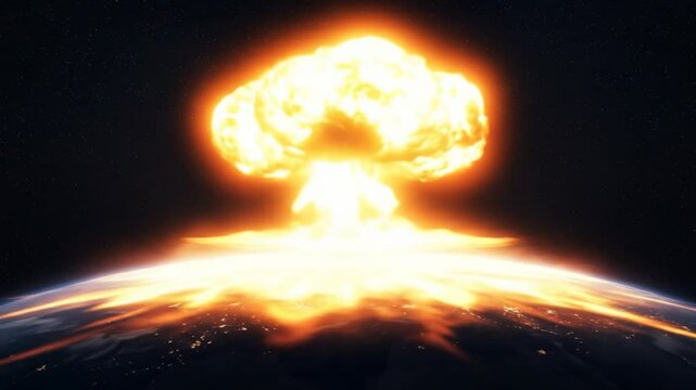 Nuclear explosion over planet
