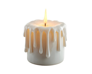 burning candle on white background