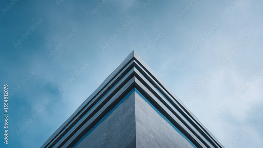Poster modern building unique shape geometric architecture sky minimal exterior perspective