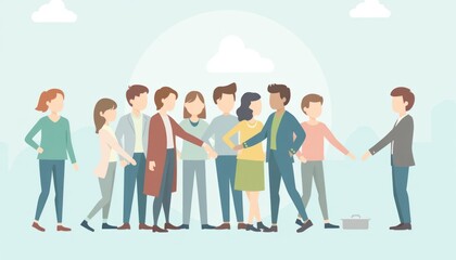 People in a group interacting with an outsider.