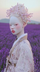 little girl in lavender field