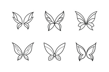 fairy wings icon line art vector illustration