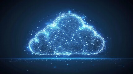 Hyper-Detailed Digital Cloud Network with Shimmering Holographic Patterns