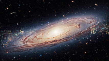 Stunning spiral galaxy with bright core and surrounding stars, captured in deep space - Powered by Adobe