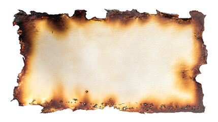 Vintage paper sheet burnt around the border with detailed ember texture