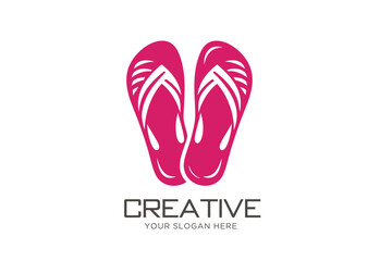Beach Sandal Logo design. Minimalist Slipper Logo Design