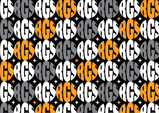 Seamless pattern featuring a repeating geometric motif, round shape text