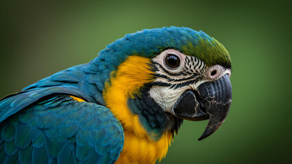 Fototapeta premium close up of a blue and yellow macaw