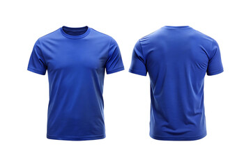 Blue t shirt front and back isolated on transparent background.
