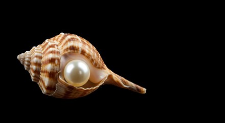 Naklejka premium Seashell, Pearl, Ocean, Seashell with Pearl