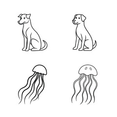 Fototapeta premium Dogs and jellyfish