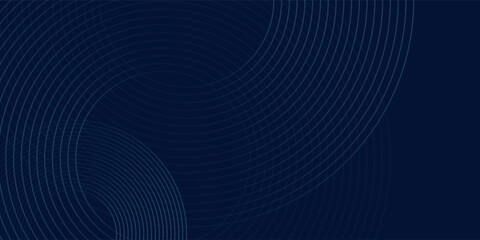 Abstract blue glowing geometric lines on dark blue background art. Modern shiny blue circle lines pattern modern good