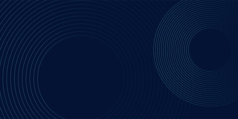 Abstract blue glowing geometric lines on dark blue background art. Modern shiny blue circle lines pattern