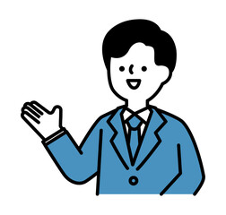 笑顔で話すスーツのビジネスパーソンの男性のベクターイラスト