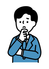 悩んでいる表情とポーズの男性のベクターイラスト