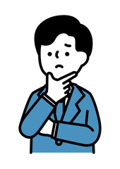 困っている表情とポーズの男性のベクターイラスト