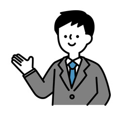 笑顔で話すスーツのビジネスパーソンの男性のベクターイラスト