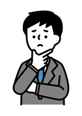 困っている表情とポーズの男性のベクターイラスト