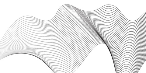 Flowing dots particles wave pattern 3D curve halftone black gradient curve shape isolated on white background art. Vector in concept of technology  science  music wave