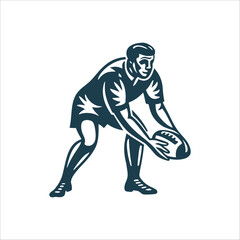 Rugby Player Ready to Receive Ball Rugby Stance Ready to receive position