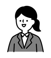 ビジネススーツを着た笑顔の女性のシンプルなイラスト素材