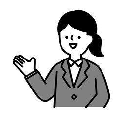 笑顔で話すスーツのビジネスパーソンの女性のベクターイラスト