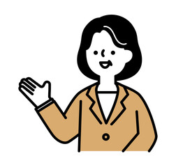 笑顔で話すスーツのビジネスパーソンのミドル・シニア世代女性のベクターイラスト