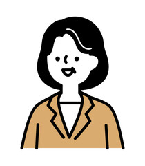 ビジネススーツを着た笑顔のミドル・シニア世代女性のシンプルなイラスト素材