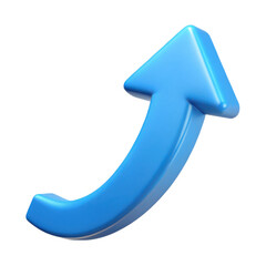 3d blue arrow pointing up isolated on transparent background