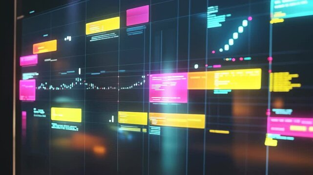 Digital kanban board for agile projects. Concept: Agile Development, Kanban, Project Management, Touch Interface