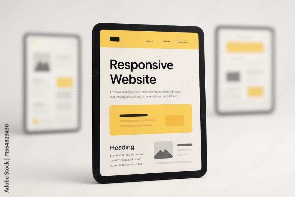 Poster modern digital interface design with yellow accents website design responsive