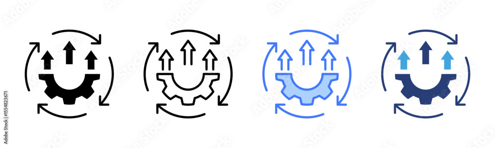 Poster Continuous Improvement icon sheet multiple style collection